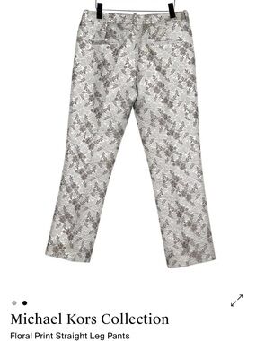 Michael Kors Collection Gray Floral Straight-Leg Pants